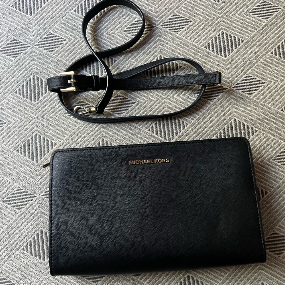 Michael Kors Black Clutch with Strap